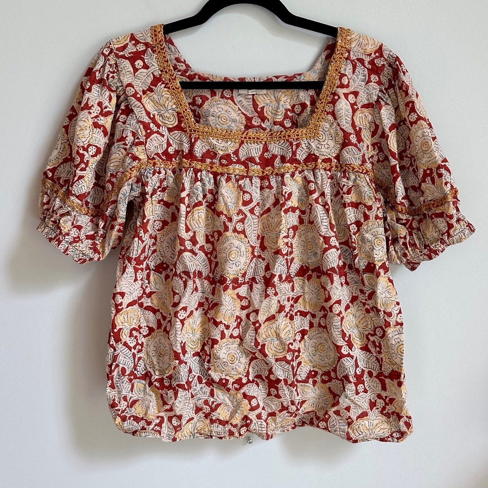 Umber & Ochre Devika Short Sleeve Peasant Top